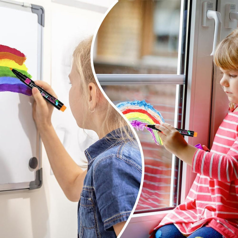Khazna Dry Erase Markers, 8 Pack, Fine Tip, Erasable Whiteboard Pens for Kids, Liquid Chalk Markers, Easy Wipe, Compact & Non-Toxic, Ideal for Home, School & Office