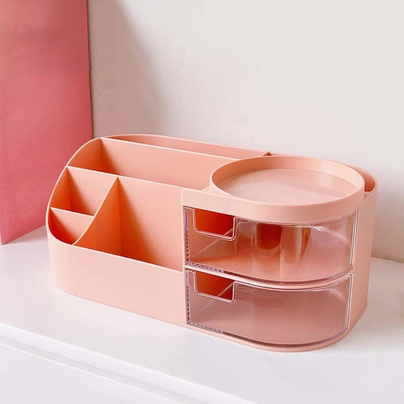 ALOXE Makeup Organizer | Makeup Box For Storage | Make Up, Cosmetic, Skincare Organiser For Women | Elegant Makeup Vanity With Transparent Drawer (Green)