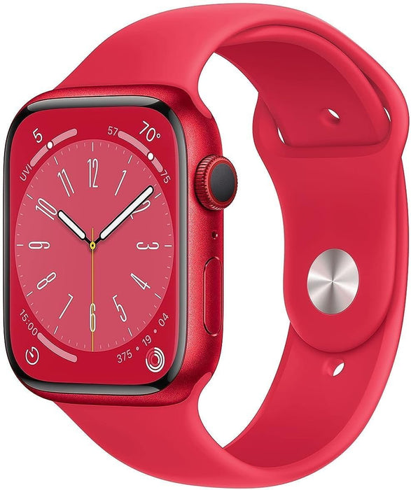 Apple New Apple Watch Series 8 (GPS + Cellular 45mm) Smart watch - Silver Stainless Steel Case with White Sport Band - Regular. Fitness Tracker, Blood Oxygen & ECG Apps, Water Resistant (Renewed)