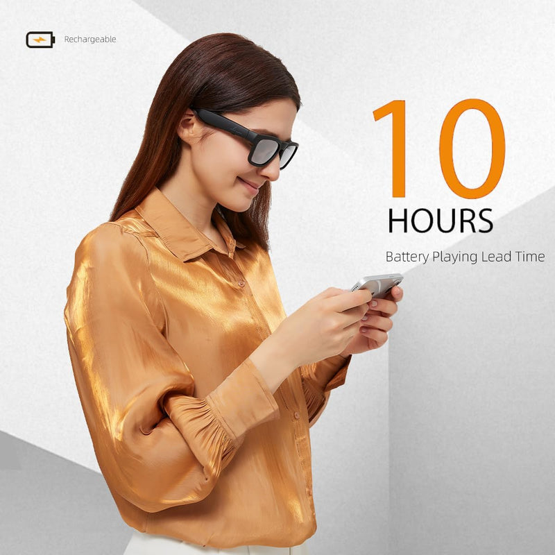 OhO sunshine OhO Bluetooth Sunglasses,Voice Control and Open Ear Style Smart Glasses Listen Music and Calls with Volume UP and Down,Bluetooth 5.0 Audio Glasses and IP44 Waterproof, unisex-adult