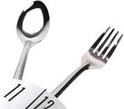 Timelike 3D Removable Modern Creative Cutlery Kitchen Spoon Fork Wall Clock Mirror Wall Decal Wall Sticker Room Home Decoration (Black)