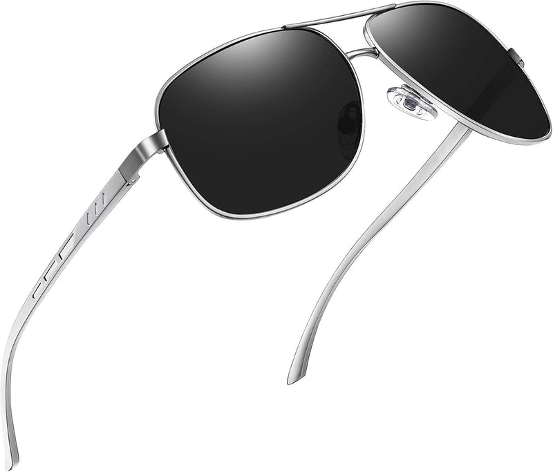 Joopin Rectangular Polarized Aviaion Sunglasses for Men Retro Military Shades Driving UV Protection