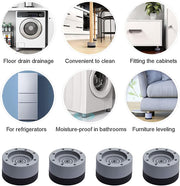 4PCS Washing Machine Rubber Feet Pads | Universal Anti Vibration Washing Machine Mat [Shock Absorber] Anti Slip Noise Cancelling Washing Machine Feet for Dryer, Washing Machine, Dishwasher (Gray)