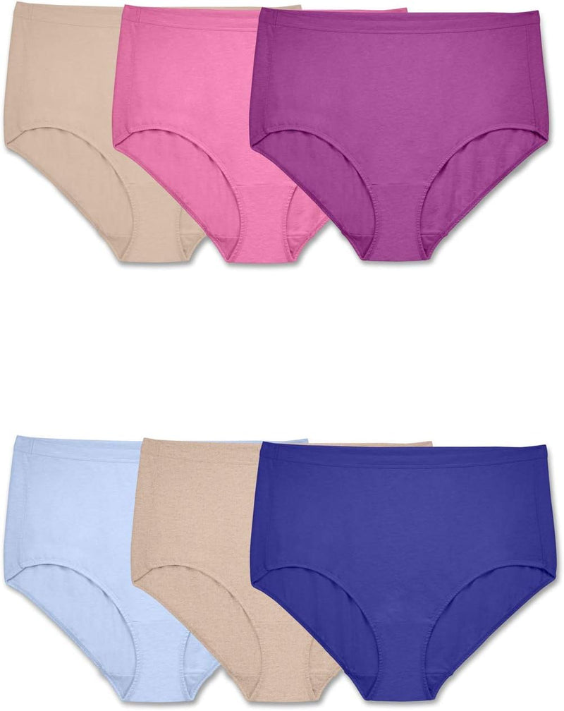 womens Fit for Me Women's Microfiber Briefs, 6 Pack Underwear (pack of 6) - Plus Size Brief - Cotton Blend - 6 Pack