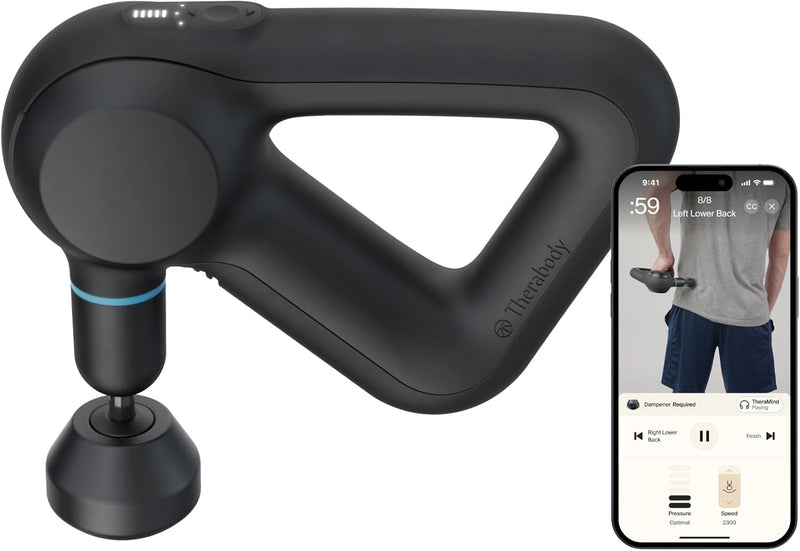 Therabody Theragun Prime Quiet Percussion Massage Gun for Deep Tissue Muscle Pain Relief, Portable Neck and Back Pain Relief, Handheld Electric Massager (Prime Plus) - Black - 5th Generation