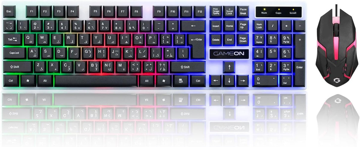 GAMEON DOMINION GO21KM-W RGB Wired Keyboard & Mouse Combo Full-Size English/Arabic Layout, Multi-Zone Rainbow Backlighting, Ergonomic Design, USB Wired Connectivity – image 3