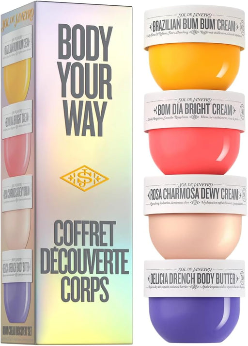 Body Your Way Body Care Discovery Set, 4 Body Creams, Brazilian Bum Cream, Bom Dia Bright, Pink Charmosa Dewy, Delícia Drench Body Butter
