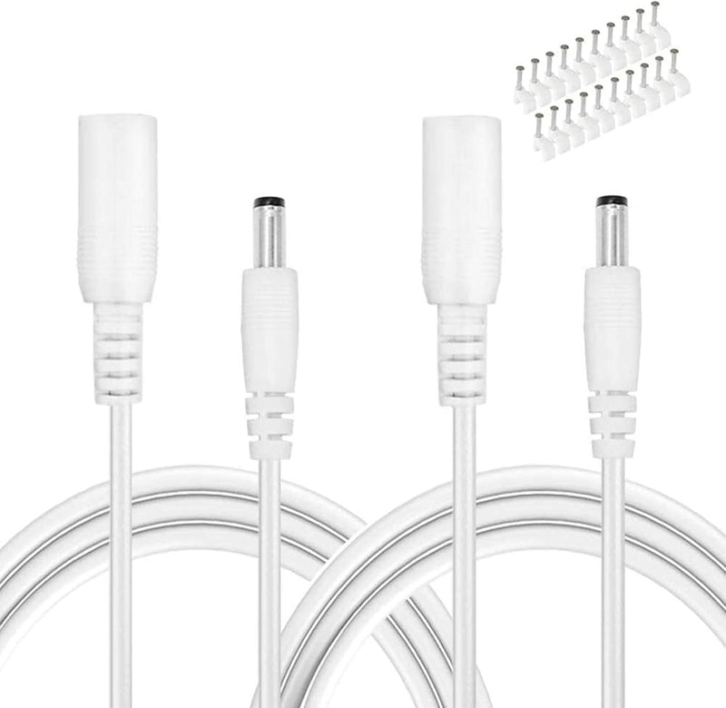 DC Extension Cable 2 Pack 10FT/3M 2.1mm x 5.5mm Male to Female DC Extension cord for Power Adapter, EZVIZ, WANSVIEW, Sricam, Dericam, CCTV Security WiFi IP Camera, Bird Box Camera, LED Strip Light