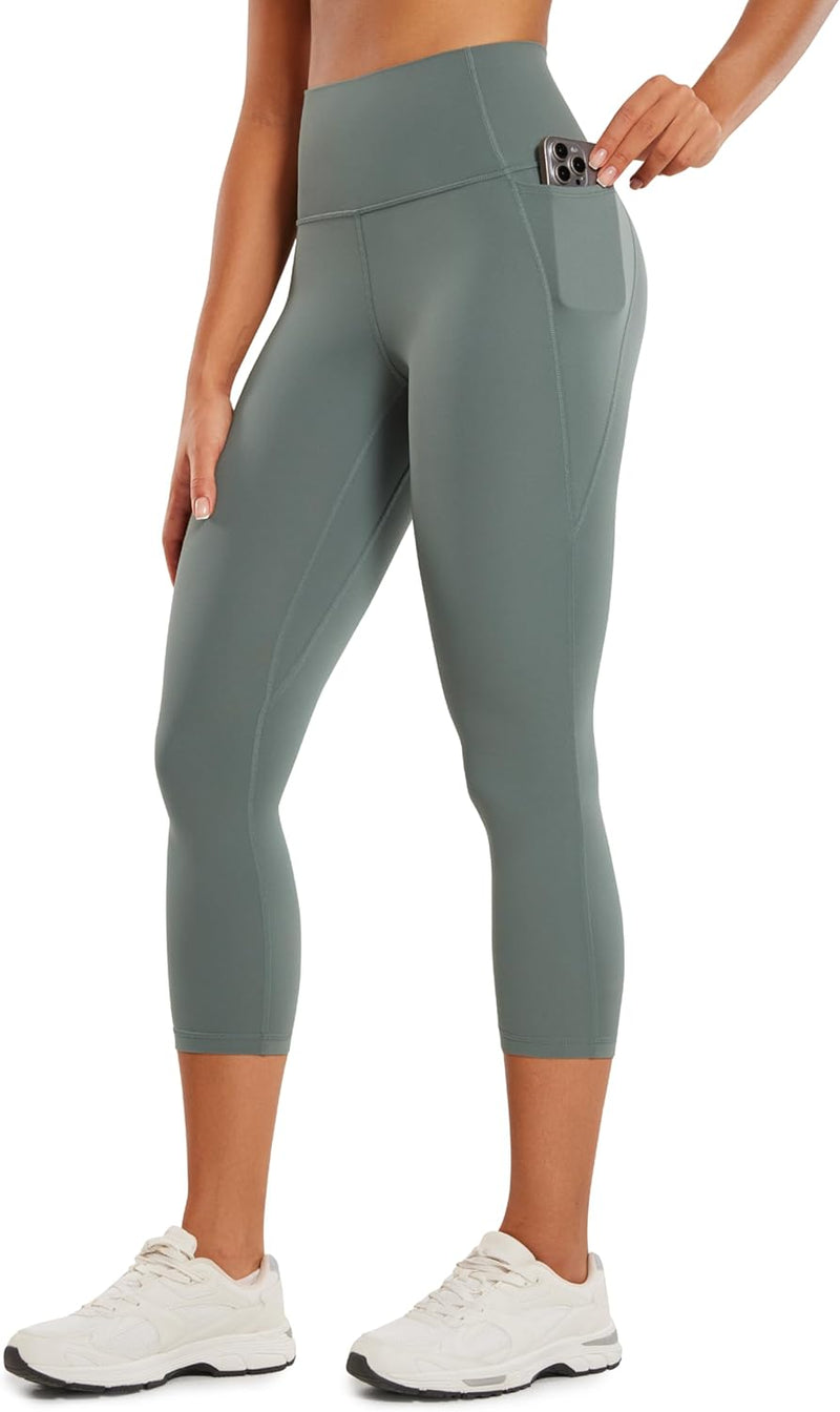 CRZ YOGA Womens Butterluxe Workout Capri Leggings with Pockets 21 Inches - High Waisted Gym Athletic Crop Yoga