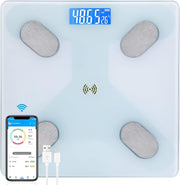 SKY-TOUCH Digital Weight Scale,Bluetooth Body Fat Scale,LED Display and Step-On,Body Composition Monitor Health Analyzer,with USB Charging,26x260x2cm,White