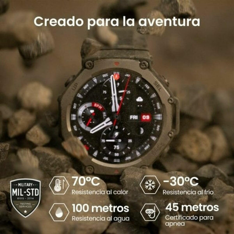 Amazfit T-Rex 3 Rugged/Military Smart Watch 48mm, 27 Day Battery, GPS (with Privacy), Offline Maps, 328 Feet Water-Resistant, 170 Fitness/Sport Modes, AI, Voice Control, for Android or iPhone