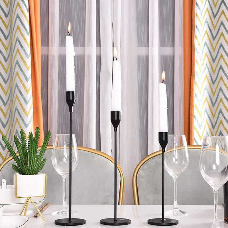 SUJUN Silver Candle Holders Set of 3 for Taper Candles, Decorative Candlestick Holder for Wedding, Dinning, Party, Fits 3/4 inch Thick Candle&Led Candles (Metal Candle Stand)