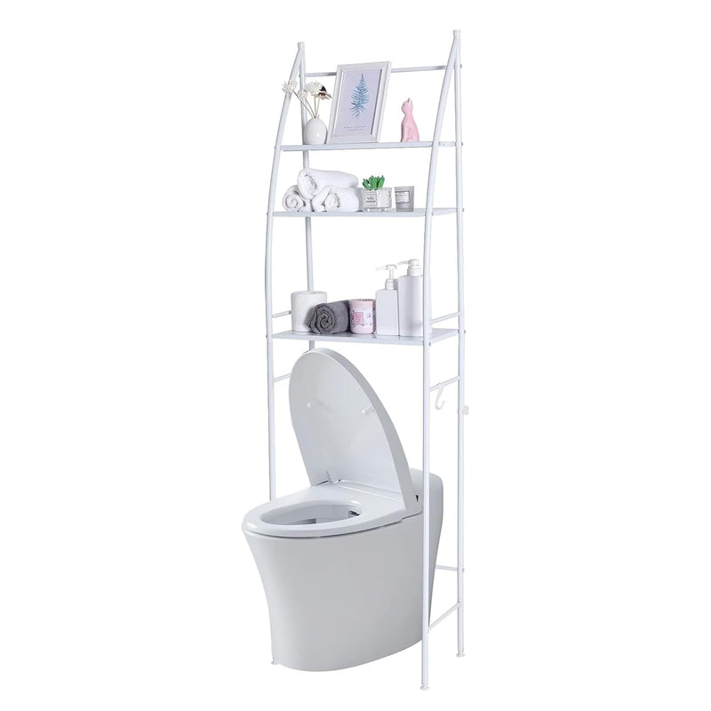 Sulfar Bathroom Storage Shelf 3 Tier, Toilet Storage Rack Easy To Assemble Toilet Bathroom Shelf No Drilling Toilet Organizer Bathroom Shelves (White)