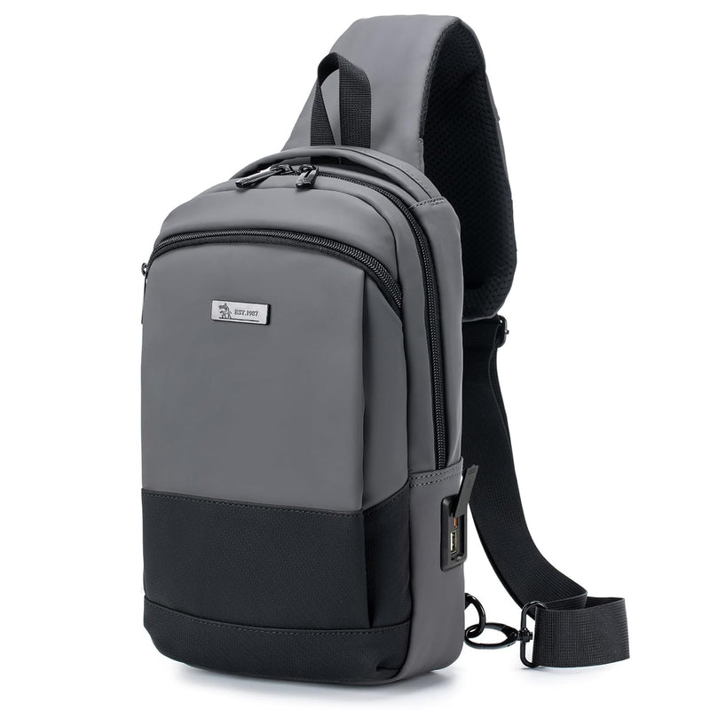SPAHER Man Bag Sling Bag Backpack Mens Messenger Bag Chest Bag Waterproof Crossbody Shoulder Bag with USB Charging Port Daypack For Business Outdoor Sports Hiking Camping Travelling Cycling