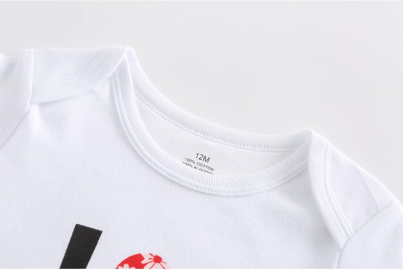 MAMIMAKA Unisex-Baby 2-pack Solid One-Piece Newborn Twins I Love Papa I Love Mama Bodysuits 0-24Months Boys and Girls