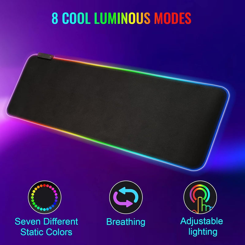 SKY-TOUCH RGB Gaming Mouse Pad, Extra Large Soft Led Extended Mouse pad, anti-slip Rubber Base Computer Keyboard Mat, Black - Black new