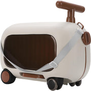Kids Ride On Luggage, Multi Functional Toddler Rideable Suitcase with 90 Degree Folding Pedals 25KG Capacity Carry On Trunk for Children (Roseate) - Brown
