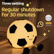 Football Night Light, Cartoon Football Lamp Squishy Silicone Nursery Night Light, 3 Level Dimmable Rechargeable Bedside Touch Lamp Nightlight, for Kids Bedroom, Office Decor Energy Class E
