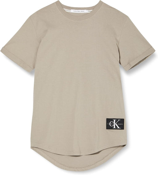 Men's Badge Turn Up Sleeve S/S Knit Tops - Elephant Skin