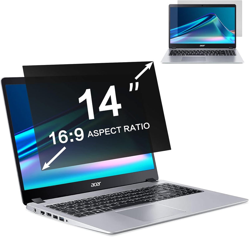 ZOEGAA 14 Inch Laptop Privacy Screen Filter Compatible with HP/Dell/Acer/Samsung/Lenovo/Toshiba for 16:9 Widescreen Display Laptop Privacy Screen and Anti-Glare Protector - 14 in (16:9) privacy screen