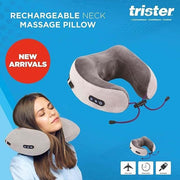 Rechargeable Neck Massage Pillow (TS593NM) 3 Modes (Kneading, Vibration, Combined), 2000 mAh Battery, 10Min AutoShutoff, USBC Input, Includes Carry Bag & Ear Plugs