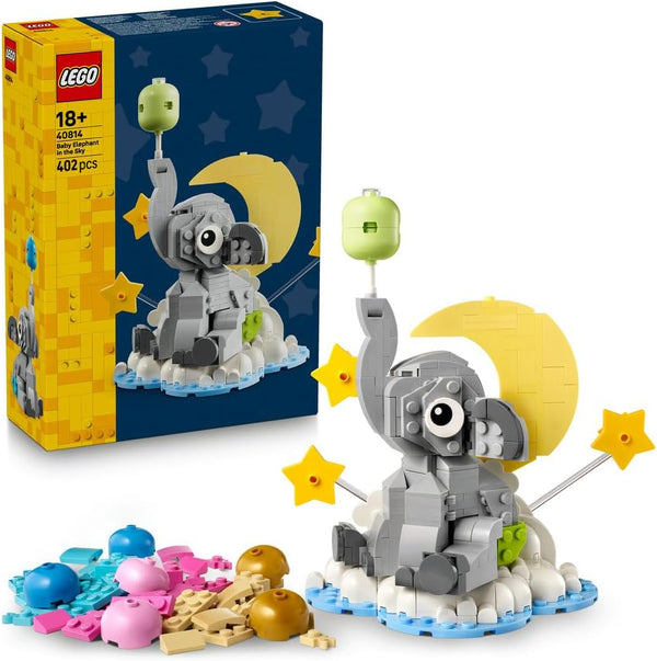 Iconic Baby Elephant in the Sky - Building Set for Adults - Model Kit w/Animal Figure & Accessories for Room Decor - Newborn Baby Gift Idea for Parents - 40814