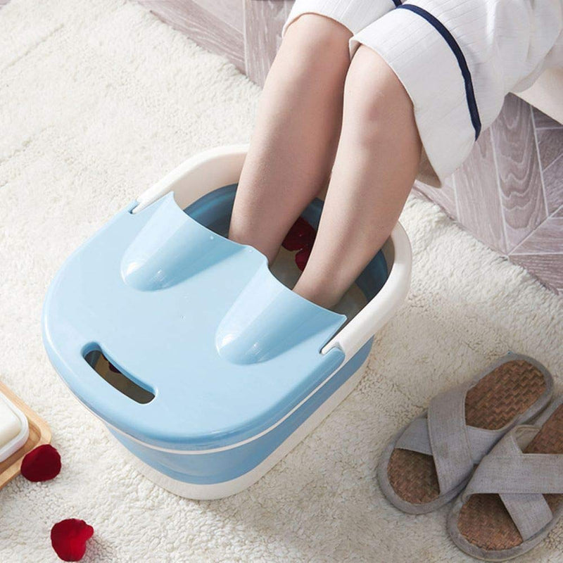 BePrincess Collapsible Foot Soaking Bath Basin with Massage Roller, Large Size for Soaking Feet, Pedicure and Massager Tub for At Home Relax Foot Spa Treatment (BLUE)