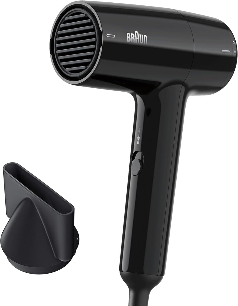 Braun Hair dryer HD4.2 Ultimate Performance, Shine & Care, HTDC Motor, 2100 Watts, Electronic Touch Control, with 2 Attachments Drying Nozzle, Curl Diffuser, BRHD425SDE - Electro Grey. - BRHD150SDE