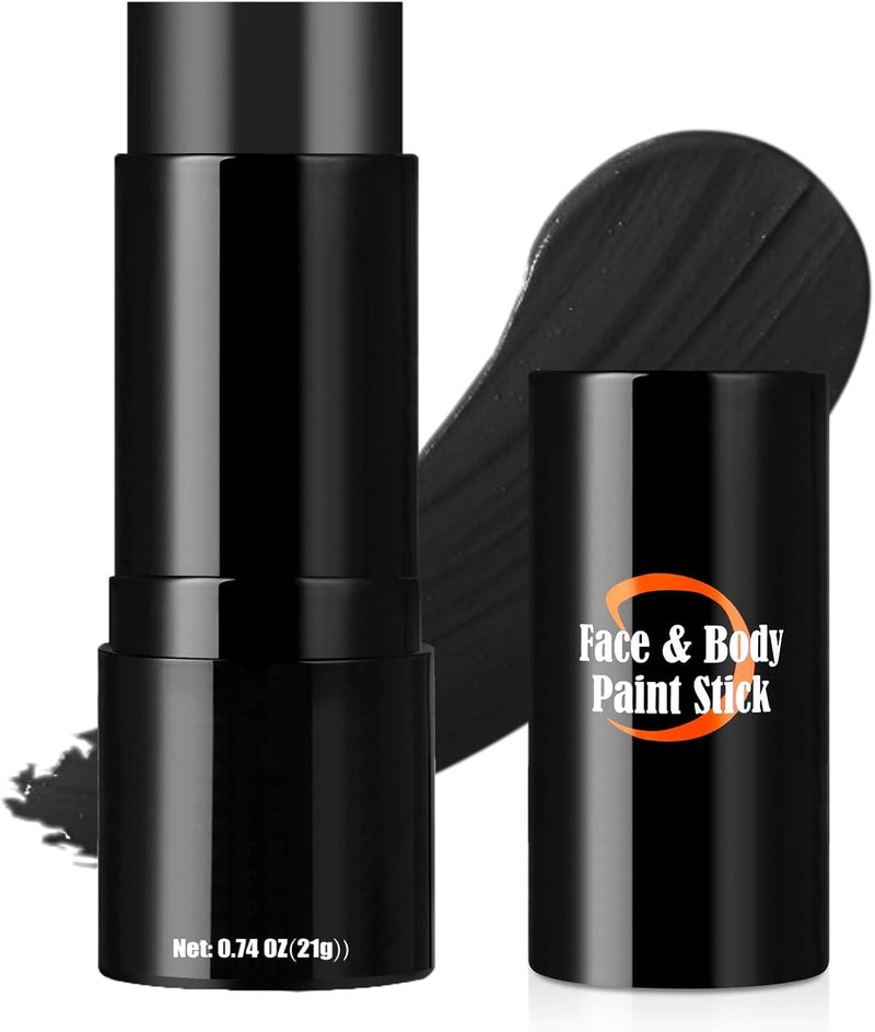 Clown White Face Paint Stick, Portable Eye Black Stick for Sports, Full-coverage Cream Face Paint for Halloween SFX Makeup Cosplay Joker Costume Parties, Cream Grease Sticks(Black) - Black