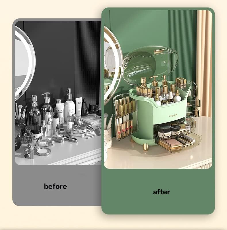 LIMOS Modern Makeup Storage Organizer Box Cosmetics storage display rack with drawer,Waterproof, dustproof, display cabinet Suitable for bathroom countertop, bedroom dresser (Design D White)