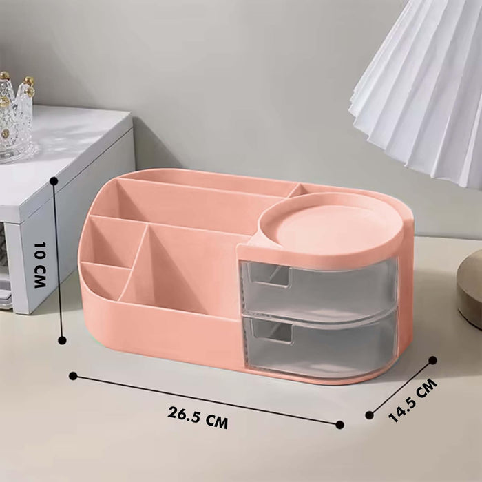 ALOXE Makeup Organizer | Makeup Box For Storage | Make Up, Cosmetic, Skincare Organiser For Women | Elegant Makeup Vanity With Transparent Drawer (Green)