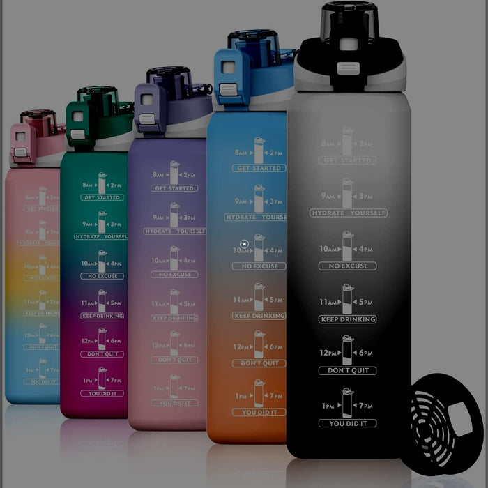 S2C Motivational Water Bottle 1l Water Bottle for Kids School Water Bottles With Straw Leak Proof Water Bottle With Time Marker For Sport, School, Gym, Office (GRADIENT PURPLE)