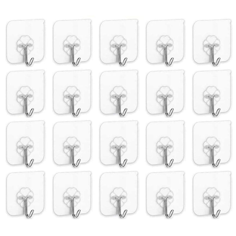 Sky-Touch Adhesive Hooks Heavy Duty Wall Hooks 20Pack 8Kg Max, Self Adhesive Hook