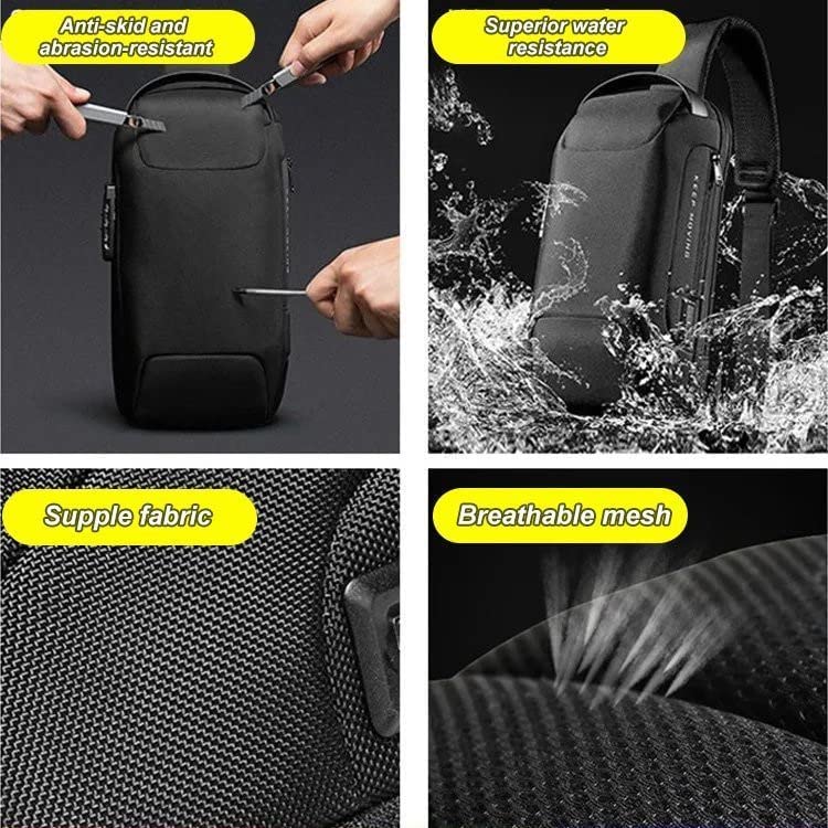 USB Charging Sport Sling Anti-theft Shoulder Bag, Anti-theft Crossbody Bag Men's & Women Shoulder Bag Backpack Motorcycle Bag,Waterproof Motorcycle Bag Chest Bags for Men Women