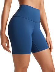 Womens ButterLuxe Biker Shorts 6"- High Waist Workout Athletic Running Spandex Yoga Shorts - FRENCH NAVY