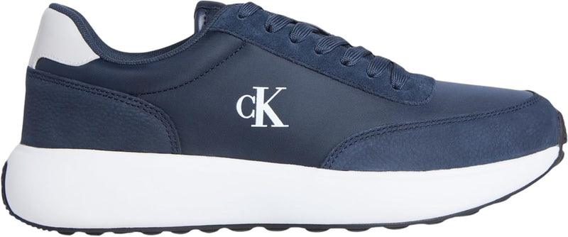 Mens Athleisure Runner Sneakers - Calvin Navy/B White/Oyster Mushroom