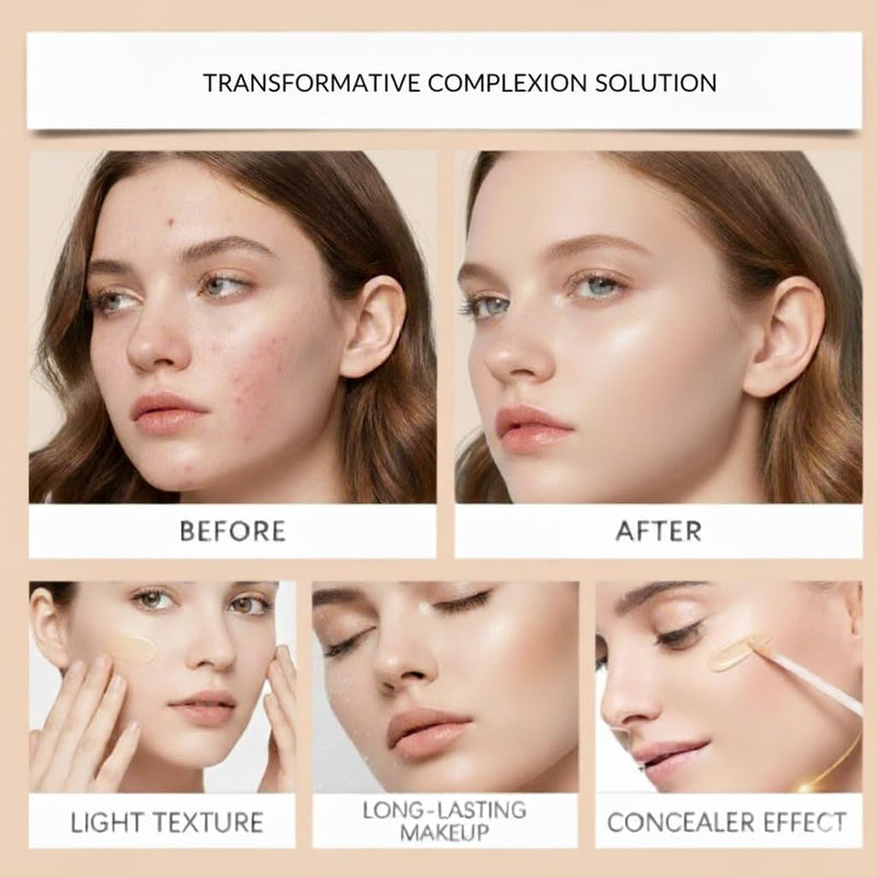 ZAVELYN Korean Color Changing Foundation Stick with Built-in Brush, V White Medium to Full Coverage Makeup, Dewy Finish, Paraben-Free BB CC Cream Hybrid, Natural 202