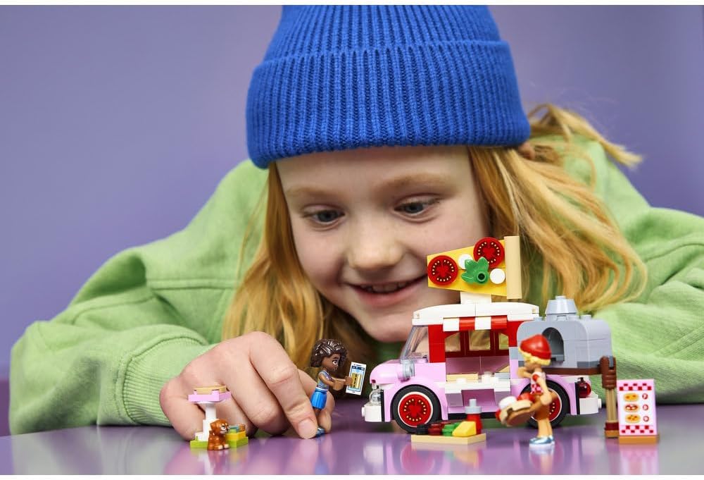 Friends Pizza Truck 42694 Pizza Truck Toy, 2 Mini Dolls, Dog Figure & Play Food, Role-Play Set, Gift for 6+ Year Old Girls & Boys, 190 Pieces – image 8
