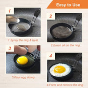 Large Non Stick Egg Ring Set, Round Circle Cooker Shaper For Fried Mcmuffin Pancake Sandwiches Stainless Steel Maker Molds Set 3.54"