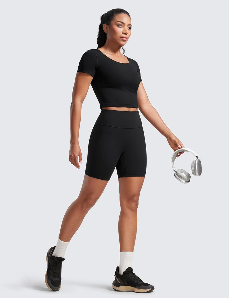 CRZ YOGA Womens Butterlift High Waist Scrunch Butt Biker Shorts 4 Inches - No Front Seam Workout Yoga Gym Booty Shorts
