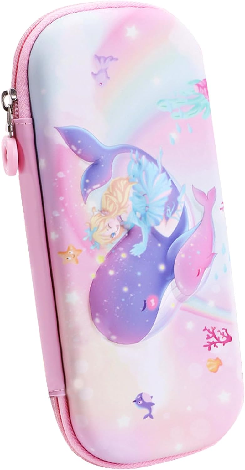 MCWTH Pencil Case for Kids Boys 3D Astronaut Large Capacity Waterproof Pencil Box with Compartments Cute Pen Pouch for Kindergarten and School (Black) - Whale