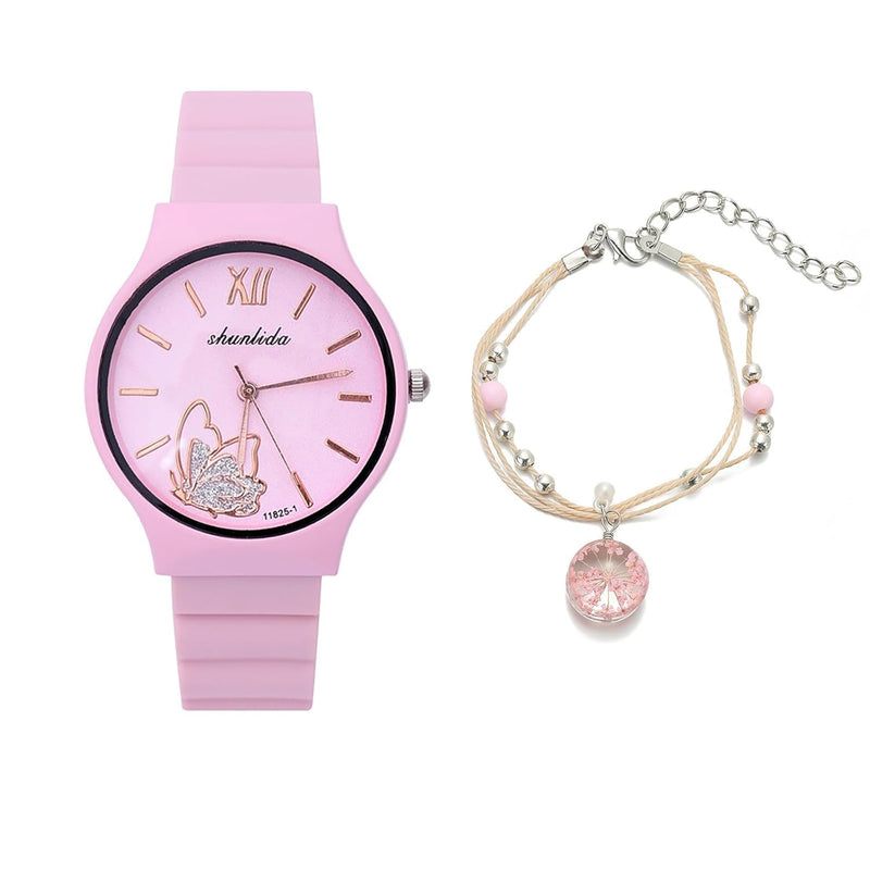 Kids Watchs for Girls Cute Cartoon Wrist Watch Gift Sport Girls Watch Outdoor Pink Watch Ideal Gift for Toddlers Children Learning Time