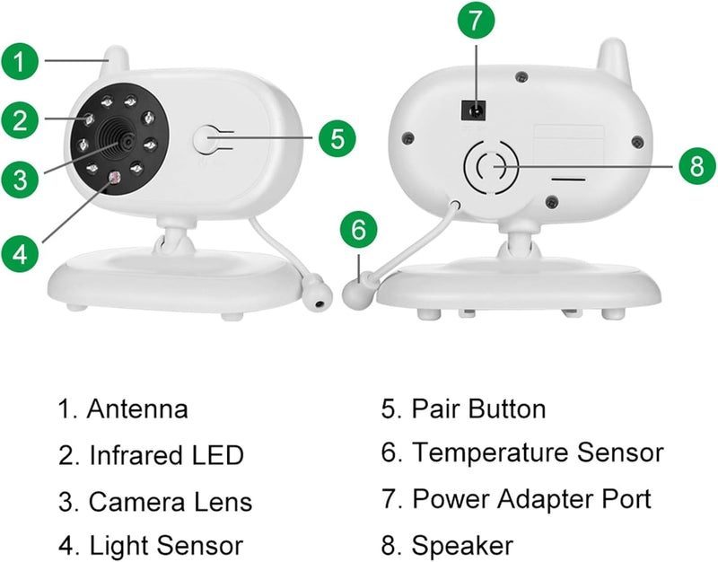 LJCM Baby Monitor, Baby Safety Camera 1000ft Long Range Remote Pan Tilt Zoom 3.5in Display for Baby Pets (UK Plug)