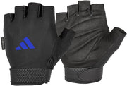 adidas Essential Adjustable Fingerless Gloves for Men and Women - Padded Weight Lifting Gloves - Adjustable Wrist Straps for Tailored, Secure Fit - Blue L