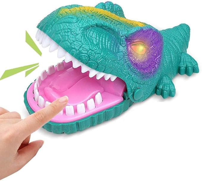 Dinosaur Dentist Game,Classic Bite Finger Game,Dinosaur Dentist Classic Bite Finger Game Dino Toy Funny Family Party Tabletop Board Game with LED Light and Sound