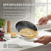 Eterna Tri-Ply Hybrid 20cm Frying Pan Stainless Steel & Ceramic Coating, Metal-Utensil Safe, Oven & Dishwasher-Safe, Induction & All Cooktops Compatible