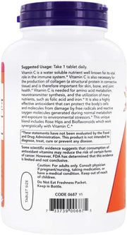 Foods Vitamin C-1000 with Rose Hips & Bioflavonoids Immune Support & Antioxidant Protection & Collagen Formation & Overall Wellness 250 Tablets