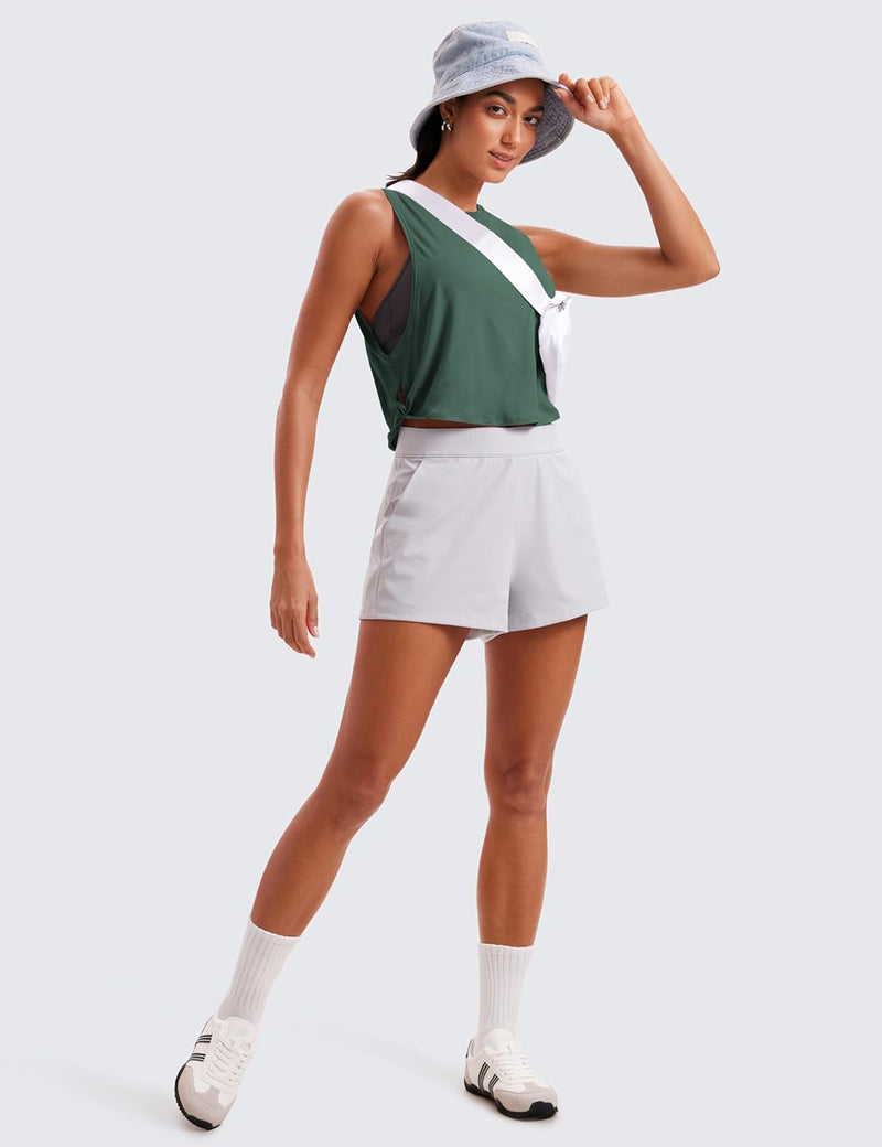 CRZ YOGA Women's Pima Cotton Workout Tank Crop Sports Shirt Sleeveless Yoga Running Tops