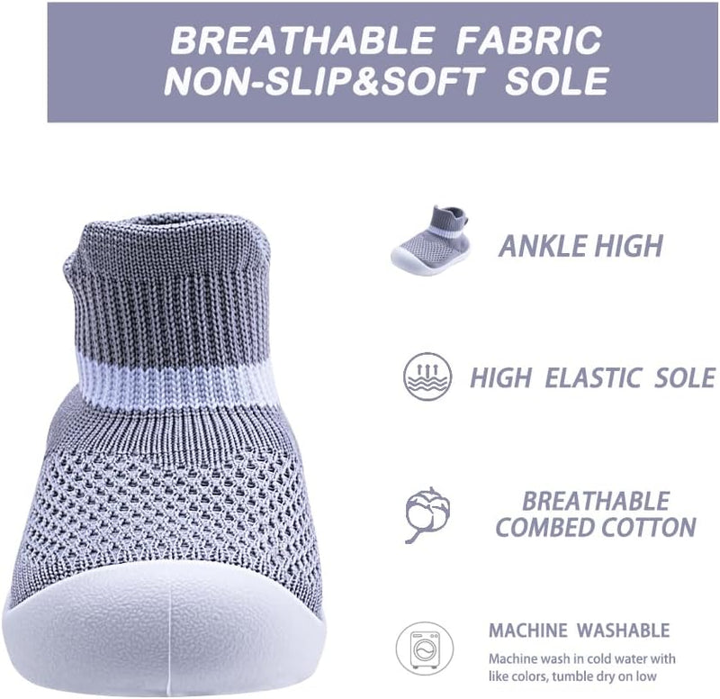 Baby Toddler Non-Skid Sock Shoes Indoor Slipper Breathable Cotton Mesh Lightweight Sole Infant Boy Girls Kids Children