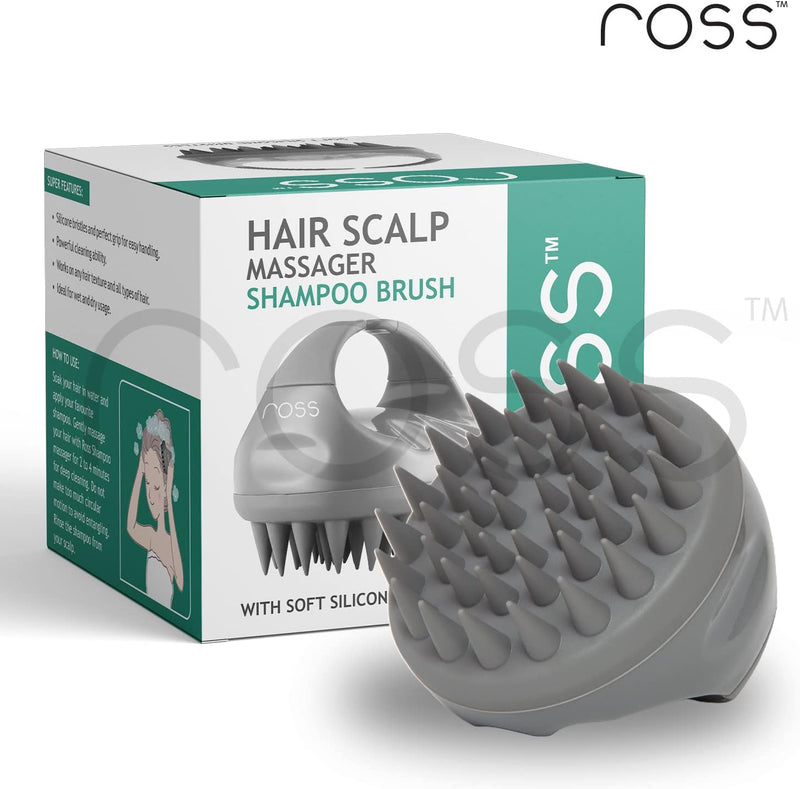 Ross Hair Scalp Massager Shampoo Brush with Soft Silicone Bristles (Black)